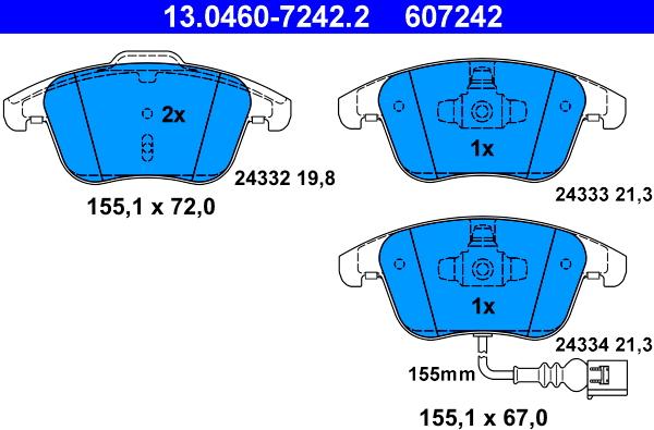 ATE 13.0460-7242.2 - Kit de plaquettes de frein, frein à disque cwaw.fr