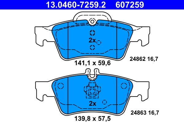 ATE 13.0460-7259.2 - Kit de plaquettes de frein, frein à disque cwaw.fr