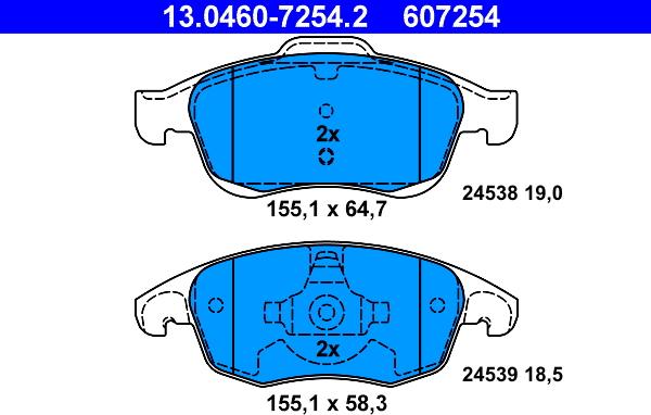 ATE 13.0460-7254.2 - Kit de plaquettes de frein, frein à disque cwaw.fr