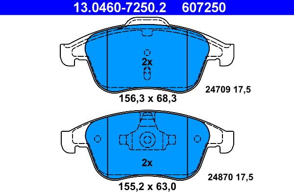 ATE 13.0460-7250.2 - Kit de plaquettes de frein, frein à disque cwaw.fr