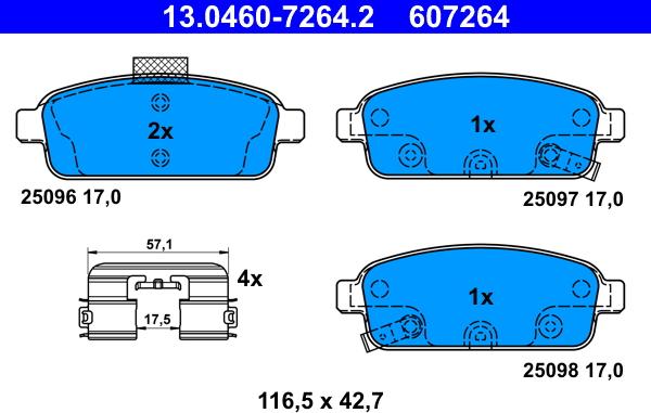 ATE 13.0460-7264.2 - Kit de plaquettes de frein, frein à disque cwaw.fr