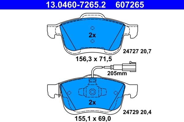 ATE 13.0460-7265.2 - Kit de plaquettes de frein, frein à disque cwaw.fr