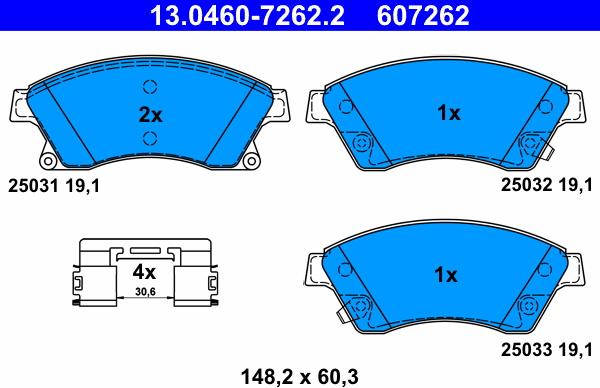 ATE 13.0460-7262.2 - Kit de plaquettes de frein, frein à disque cwaw.fr