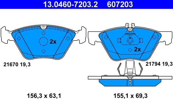 ATE 13.0460-7203.2 - Kit de plaquettes de frein, frein à disque cwaw.fr