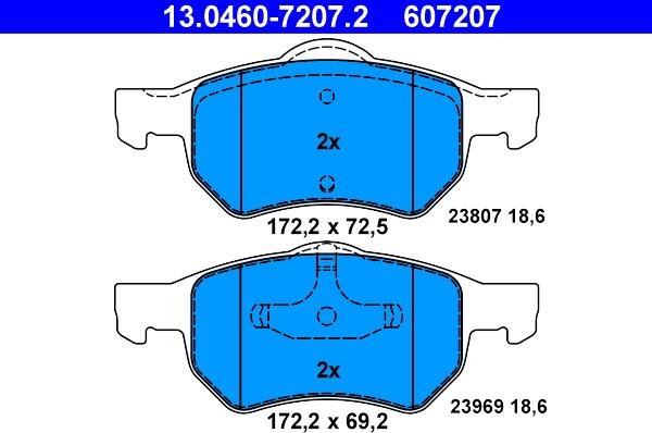 ATE 13.0460-7207.2 - Kit de plaquettes de frein, frein à disque cwaw.fr