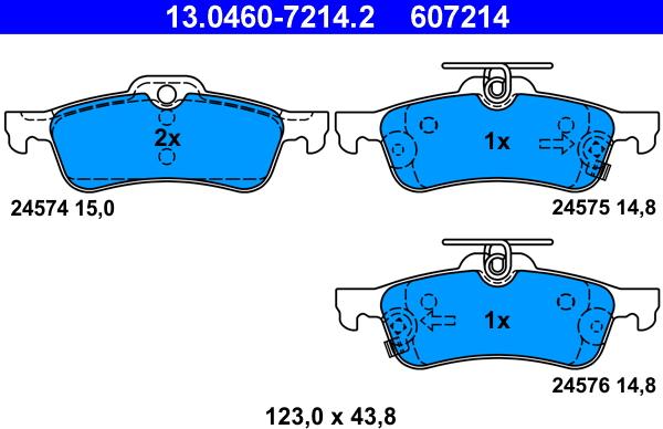 ATE 13.0460-7214.2 - Kit de plaquettes de frein, frein à disque cwaw.fr