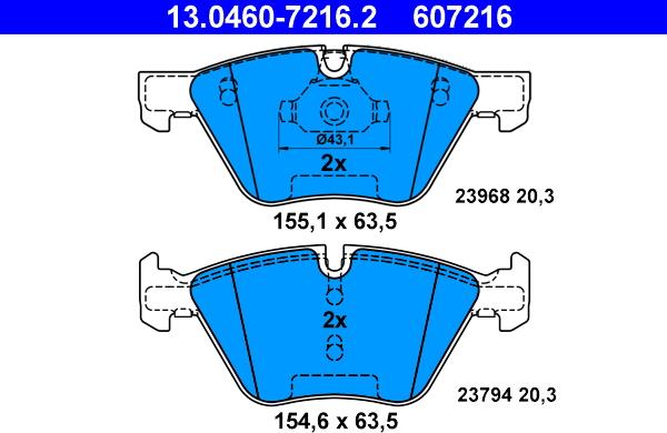 ATE 13.0460-7216.2 - Kit de plaquettes de frein, frein à disque cwaw.fr