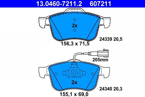 ATE 13.0460-7211.2 - Kit de plaquettes de frein, frein à disque cwaw.fr