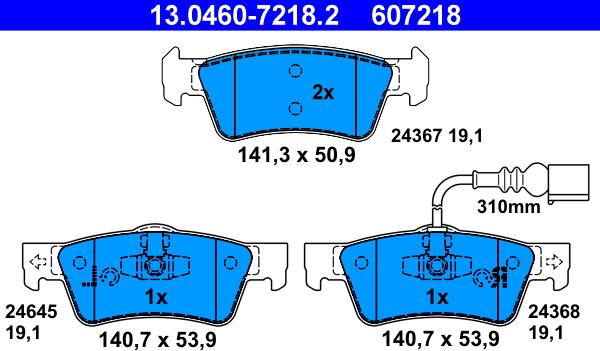 ATE 13.0460-7218.2 - Kit de plaquettes de frein, frein à disque cwaw.fr