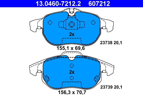 ATE 13.0460-7212.2 - Kit de plaquettes de frein, frein à disque cwaw.fr