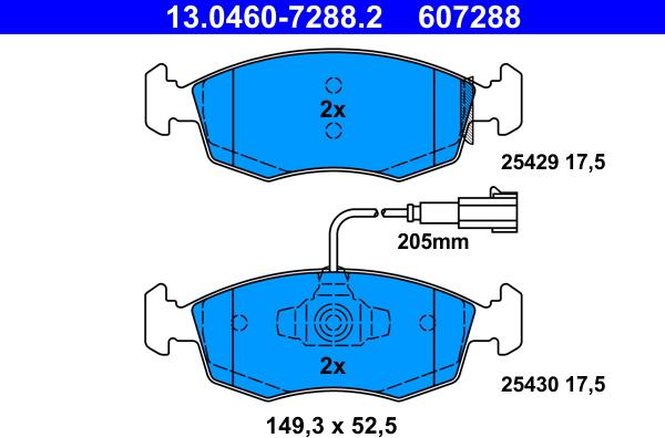 ATE 13.0460-7288.2 - Kit de plaquettes de frein, frein à disque cwaw.fr