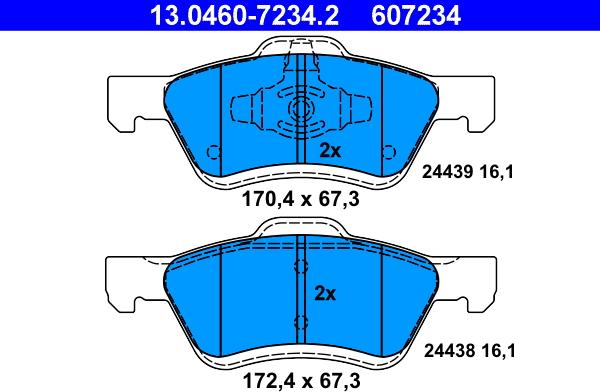 ATE 13.0460-7234.2 - Kit de plaquettes de frein, frein à disque cwaw.fr