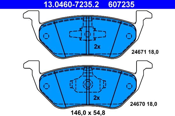 ATE 13.0460-7235.2 - Kit de plaquettes de frein, frein à disque cwaw.fr