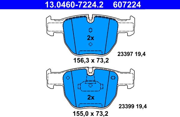 ATE 13.0460-7224.2 - Kit de plaquettes de frein, frein à disque cwaw.fr