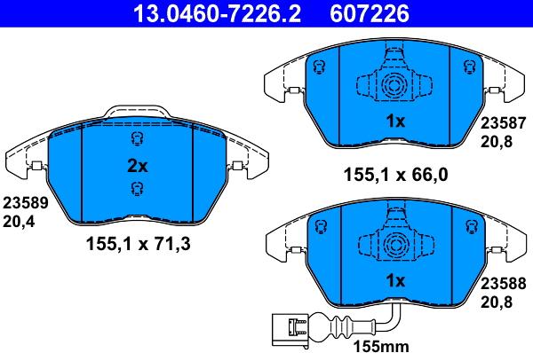 ATE 13.0460-7226.2 - Kit de plaquettes de frein, frein à disque cwaw.fr