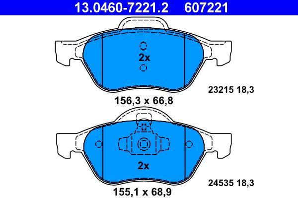 ATE 13.0460-7221.2 - Kit de plaquettes de frein, frein à disque cwaw.fr