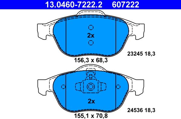 ATE 13.0460-7222.2 - Kit de plaquettes de frein, frein à disque cwaw.fr