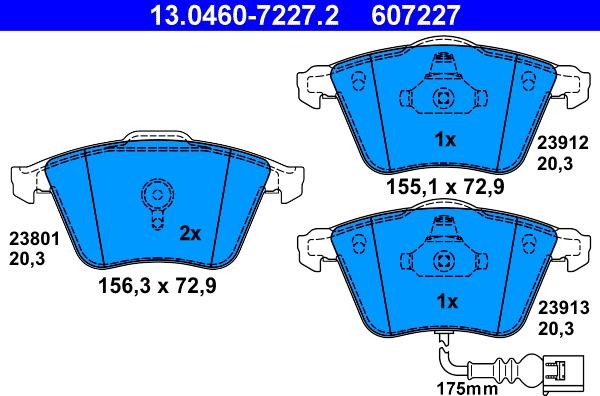 ATE 13.0460-7227.2 - Kit de plaquettes de frein, frein à disque cwaw.fr