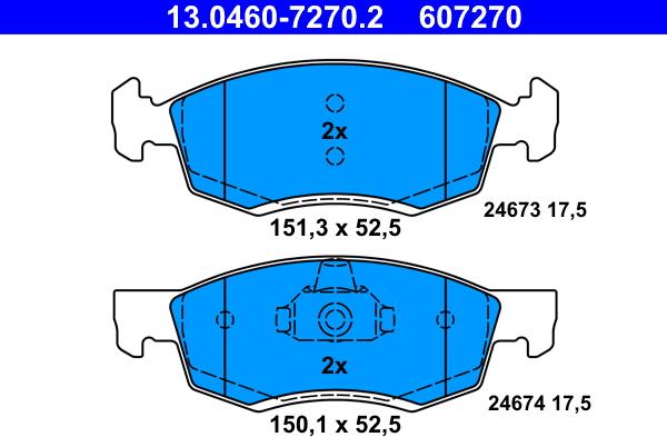 ATE 13.0460-7270.2 - Kit de plaquettes de frein, frein à disque cwaw.fr