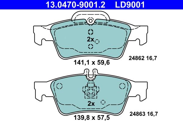 ATE 13.0470-9001.2 - Kit de plaquettes de frein, frein à disque cwaw.fr