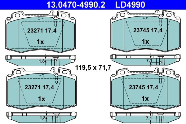 ATE 13.0470-4990.2 - Kit de plaquettes de frein, frein à disque cwaw.fr