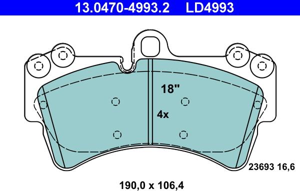 ATE 13.0470-4993.2 - Kit de plaquettes de frein, frein à disque cwaw.fr