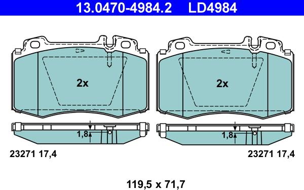 ATE 13.0470-4984.2 - Kit de plaquettes de frein, frein à disque cwaw.fr