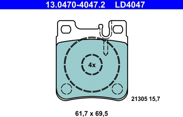 ATE 13.0470-4047.2 - Kit de plaquettes de frein, frein à disque cwaw.fr