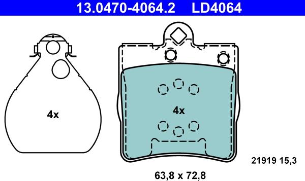 ATE 13.0470-4064.2 - Kit de plaquettes de frein, frein à disque cwaw.fr