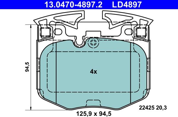 ATE 13.0470-4897.2 - Kit de plaquettes de frein, frein à disque cwaw.fr