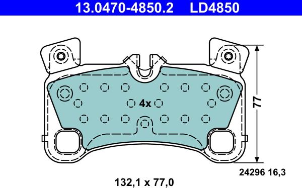 ATE 13.0470-4850.2 - Kit de plaquettes de frein, frein à disque cwaw.fr