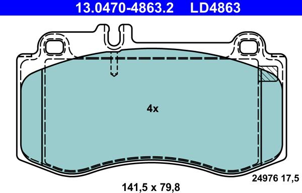 ATE 13.0470-4863.2 - Kit de plaquettes de frein, frein à disque cwaw.fr