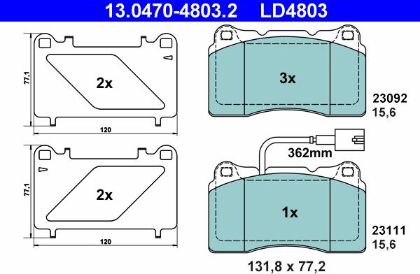 ATE 13.0470-4803.2 - Kit de plaquettes de frein, frein à disque cwaw.fr