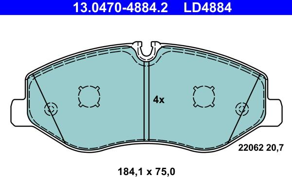 ATE 13.0470-4884.2 - Kit de plaquettes de frein, frein à disque cwaw.fr