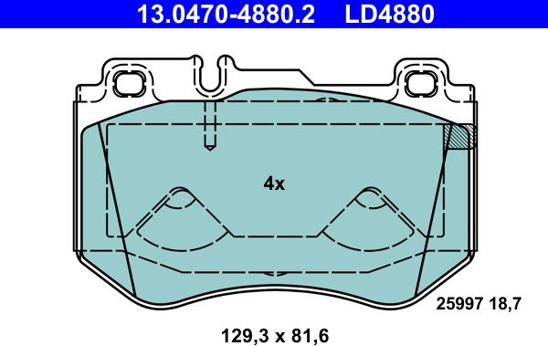 ATE 13.0470-4880.2 - Kit de plaquettes de frein, frein à disque cwaw.fr