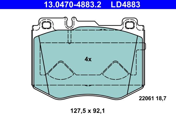 ATE 13.0470-4883.2 - Kit de plaquettes de frein, frein à disque cwaw.fr