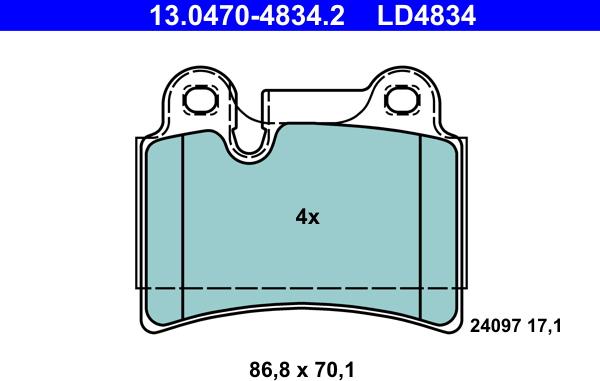 ATE 13.0470-4834.2 - Kit de plaquettes de frein, frein à disque cwaw.fr