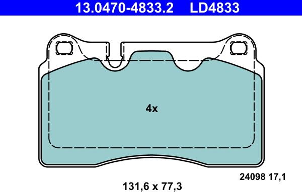 ATE 13.0470-4833.2 - Kit de plaquettes de frein, frein à disque cwaw.fr