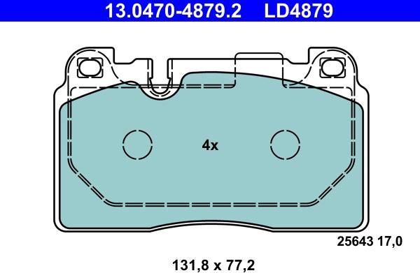 ATE 13.0470-4879.2 - Kit de plaquettes de frein, frein à disque cwaw.fr