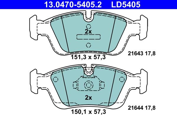 ATE 13.0470-5405.2 - Kit de plaquettes de frein, frein à disque cwaw.fr