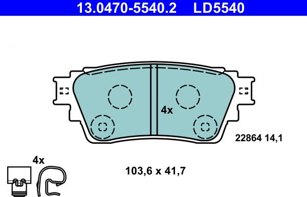 ATE 13.0470-5540.2 - Kit de plaquettes de frein, frein à disque cwaw.fr