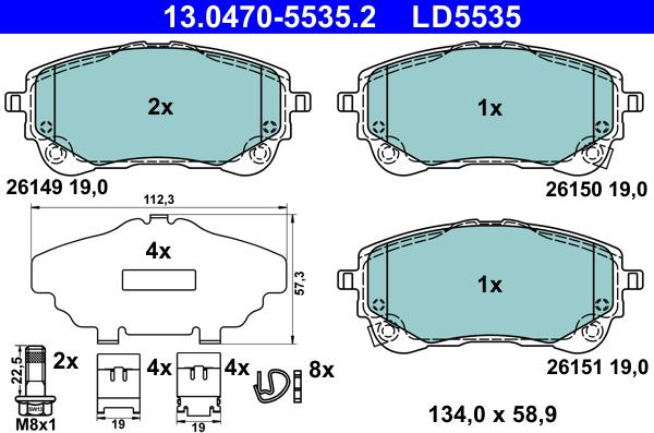 ATE 13.0470-5535.2 - Kit de plaquettes de frein, frein à disque cwaw.fr