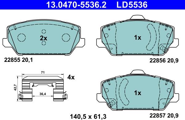 ATE 13.0470-5536.2 - Kit de plaquettes de frein, frein à disque cwaw.fr