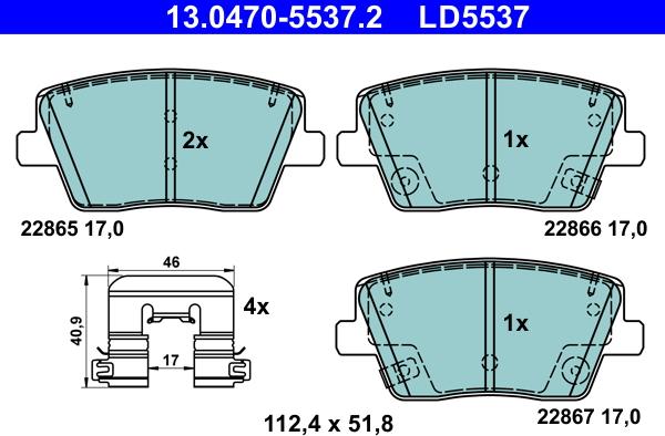 ATE 13.0470-5537.2 - Kit de plaquettes de frein, frein à disque cwaw.fr