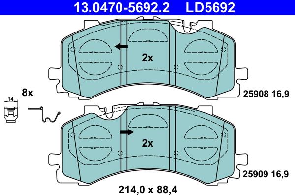 ATE 13.0470-5692.2 - Kit de plaquettes de frein, frein à disque cwaw.fr