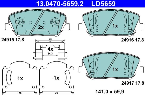 ATE 13.0470-5659.2 - Kit de plaquettes de frein, frein à disque cwaw.fr