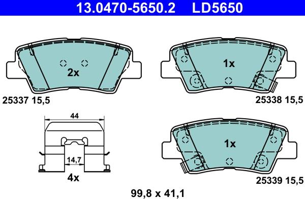 ATE 13.0470-5650.2 - Kit de plaquettes de frein, frein à disque cwaw.fr