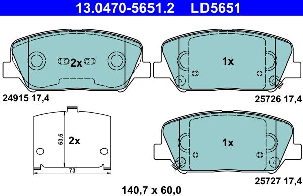 ATE 13.0470-5651.2 - Kit de plaquettes de frein, frein à disque cwaw.fr