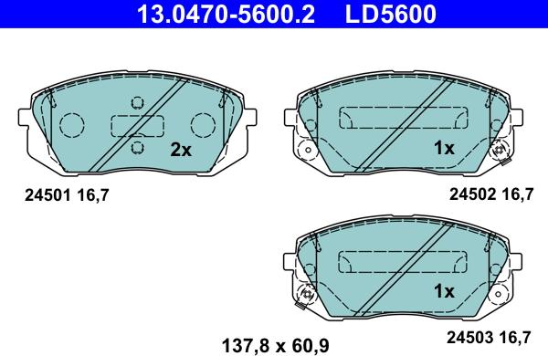 ATE 13.0470-5600.2 - Kit de plaquettes de frein, frein à disque cwaw.fr