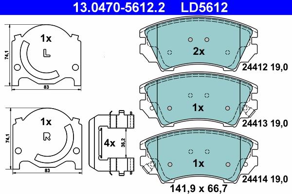 ATE 13.0470-5612.2 - Kit de plaquettes de frein, frein à disque cwaw.fr